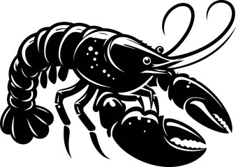Black and white drawing of a lobster
