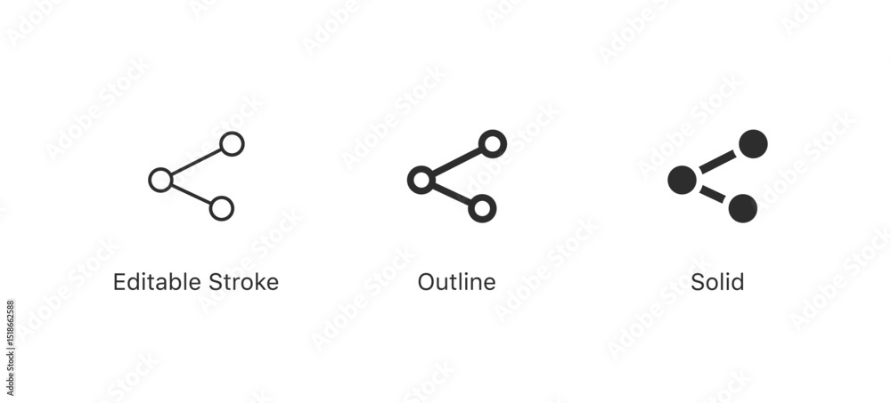 Poster share connection icon in editable stroke, outline, and solid styles, representing sharing, networkin