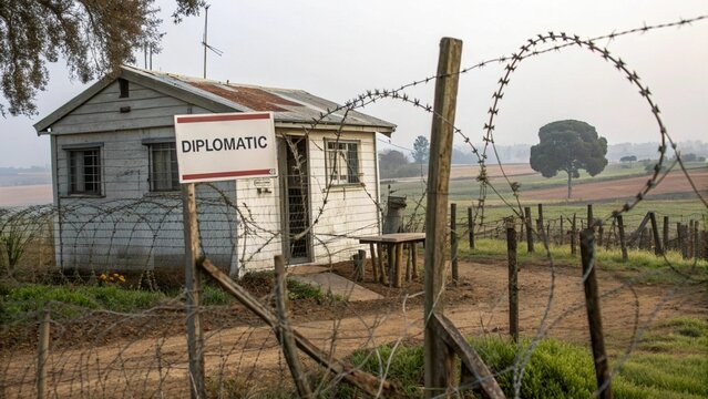 Remote Micronation Diplomatic Outpost with Barbed Wire