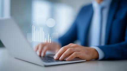 Business Professional with Laptop in Modern Office Setting