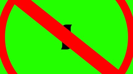 No stopping red road sign icon animation on green screen background. 4K Video, no entry sign, 
