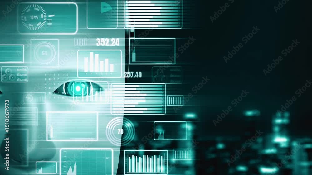 Poster future financial technology controll by ai robot huminoid uses machine learning and artificial intel