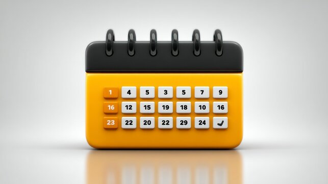 Bright Yellow Calendar with Black Binding Organize Your Days and Dates Efficiently for Plannin