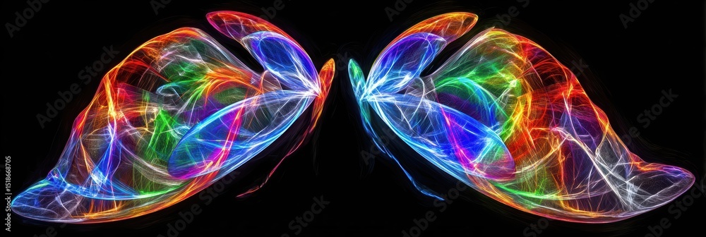 Poster holographic butterfly effect representation displaying colorful metamorphosis in art style