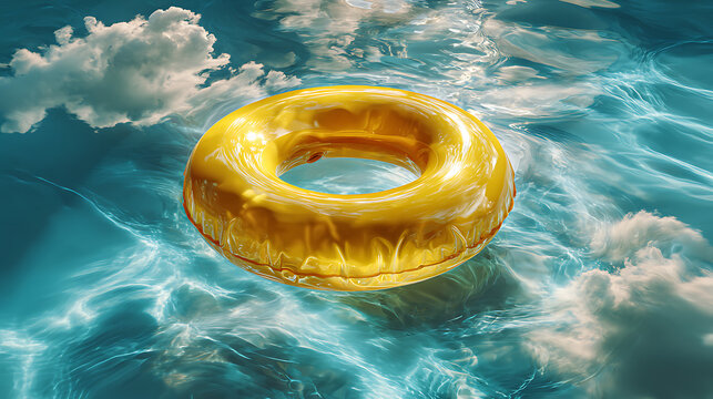 AI Generated photo of a bright yellow pool float