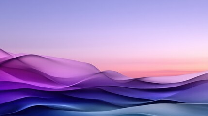 Obraz premium Soft waves in shades of purple and blue blend seamlessly as the sun sets, casting a calming ambiance across the sky. The tranquil scenery evokes a sense of peace and relaxation.