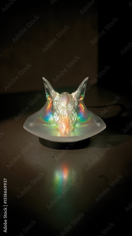 Poster holographic image of a metamorphosed creature illuminating a dark environment