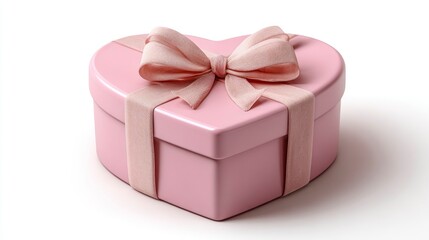 Obraz premium HeartShaped Gift Box with Pink Ribbon Perfect for Romantic Occasions Celebrations and Speci