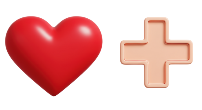 Isolated heart and plus sign
