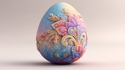 Intricately Decorated Easter Egg with Floral Patterns and Gradient Colors for Festive Designs