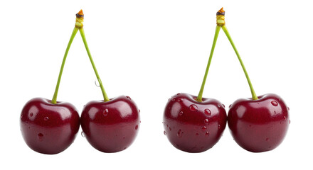 Isolated Pair of Red Cherries