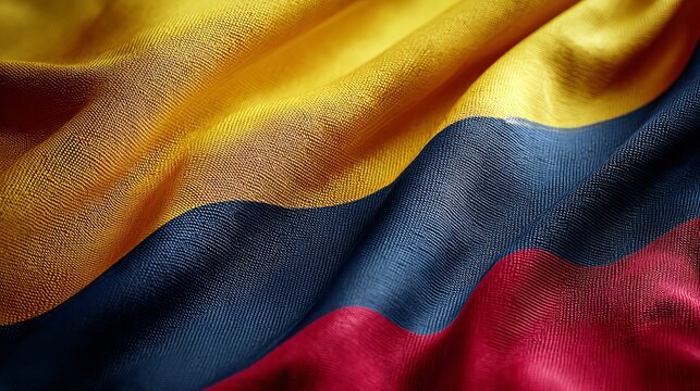 Proudly Waving Colombian Flag: Celebrate Independence Day with vibrant colors and patriotic spirit. Perfect for websites, social media, print, and more! High-resolution image ideal