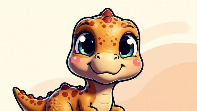 dinosaur cartoon animal illustration with a cute, smiling face and big eyes