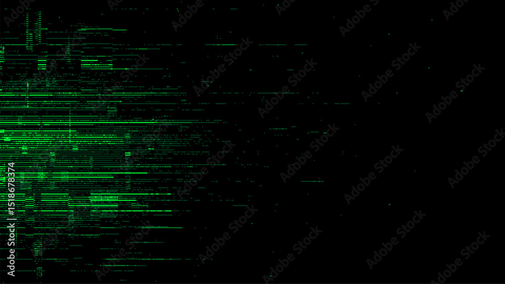 Leinwandbilder abstract green digital glitch lines on a black background. vector illustration. cyberpunk style. gli
