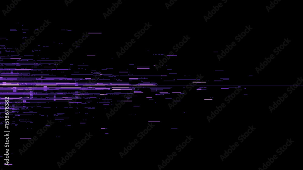 Aufkleber A purple digital glitch line on a black background. 8-bit pixel art style. video game. vector graphics. cyberpunk style. digital technology. data visualization.