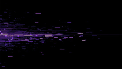 A purple digital glitch line on a black background. 8-bit pixel art style. video game. vector graphics. cyberpunk style. digital technology. data visualization. © hiten666