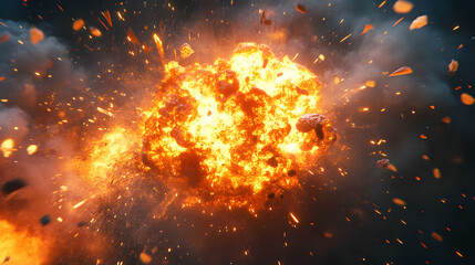 Dynamic explosion effect in anime style illustration