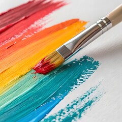 Fototapeta premium Vibrant Paint Brush Leaving Colorful Strokes PNG Image Transparent Background