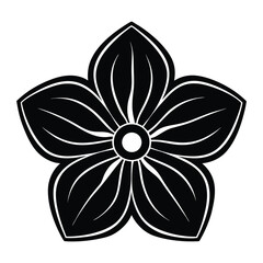 periwinkle flower icon with five smooth petals and a small center silhouette vector illustration on white background 