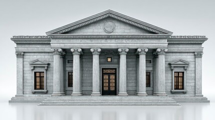 Obraz premium Classical Architecture with Pillars and Pediment A Grand Entrance for Historical and Instituti