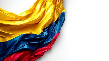 Vibrant Colombian Flag: A Majestic Wave of Yellow, Blue, and Red. Perfect for patriotic designs, travel brochures, national pride projects, and more. Showcasing the rich culture   