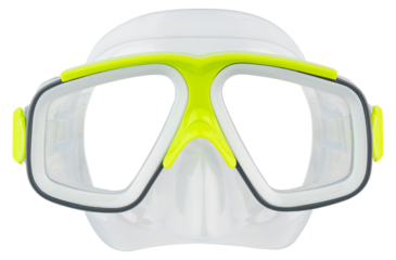 Diver or snorkeling mask. Snorkeling accessory for swimmer in ocean, pool. Kids, children, adult Unisex diver mask. Swimming goggles, glasses. Summer beach vacation. Isolated background 