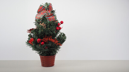 christmas tree over grey background