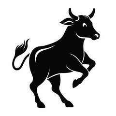 Obraz premium Cow silhouette vector art illustration. Cow black silhouette of a bull. Ideal for farm, livestock, and agricultural-themed artwork. 