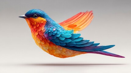 Fototapeta premium Vibrant Bird in Flight with Multicolored Feathers Perfect for Nature and Wildlife Themes