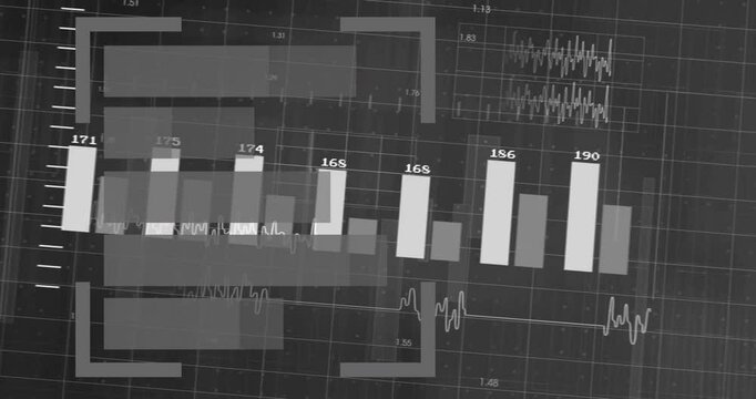 Translucent targeting frame appearing on grid starting bars rising, rotating and updating values