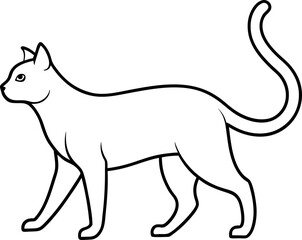 Walking Cat Outline Illustration on transparent background