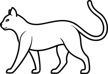 Walking Cat Outline Illustration on transparent background