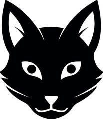 Black Cat Face Silhouette Icon on transparent background