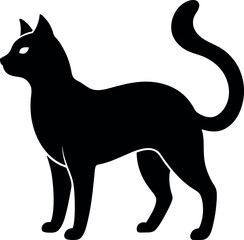 Black Cat Silhouette Illustration on transparent background