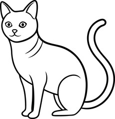 Sitting Cat Outline Drawing on transparent background