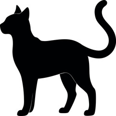 Black Cat Silhouette Illustration on transparent background