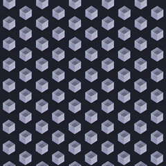 Illustration 3D glass or ice cubes, crystals on black background