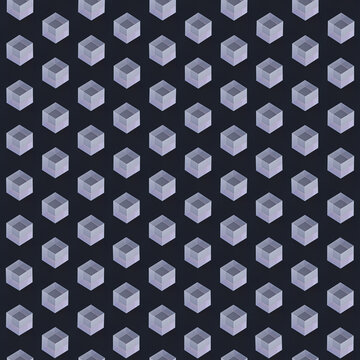 Illustration 3D glass or ice cubes, crystals on black background