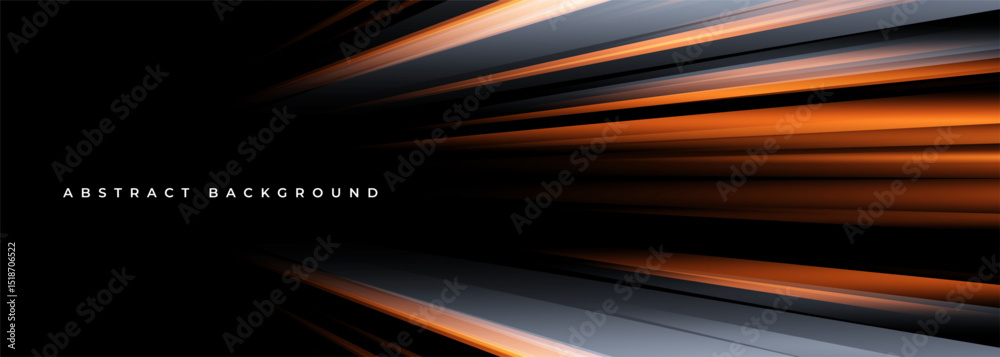Aufkleber black abstract wide background with orange and gray glowing high-speed light effect. vector illustra
