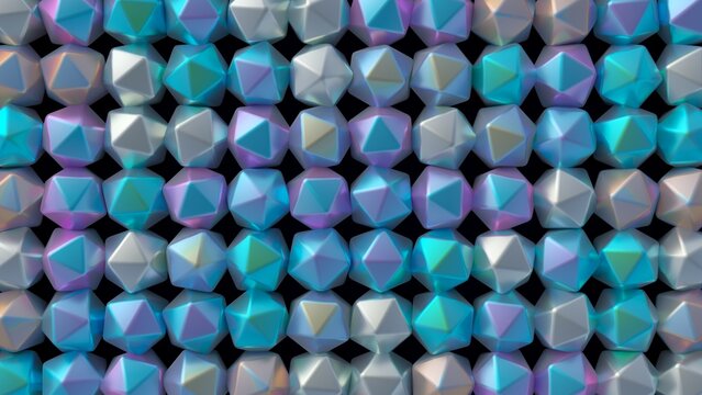 3D illustration, jewelry, shiny multicolored holographic crystals