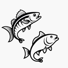 Fish Silhouette Icon Set – Minimal Marine Animal Vector Collection