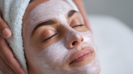 A woman with a white face mask