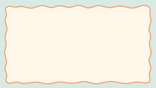 Simple wavy frame with pastel baby blue background and soft orange border. Ideal for baby shower cards, social media templates, invitations, labels, and cute minimalist design projects.