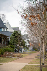 Charming Residential Neighborhood Houses in Early Spring Setting At Chicago