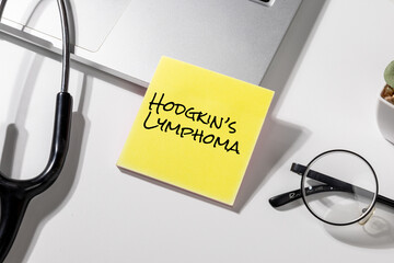 Doctor&rsquo;s Desk Note Says &ldquo;Hodgkin&rsquo;s Lymphoma&rdquo; &ndash; Lymphatic Cancer Reminder with Pen and Tools