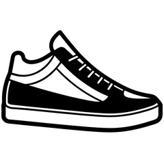 Minimalist sneaker icons, outline and filled styles, side view, modern design, vector illustration
