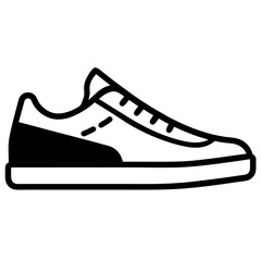Minimalist sneaker icons, outline and filled styles, side view, modern design, vector illustration
