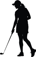 a golf player woman standing pose vector silhouette 