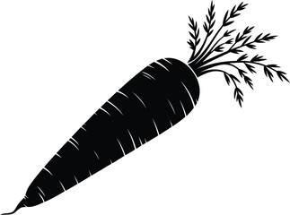 Black Carrot Silhouette Vector – Fresh Vegetable Clipart Icon