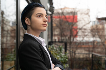 Portrait of young businesswoman in suit